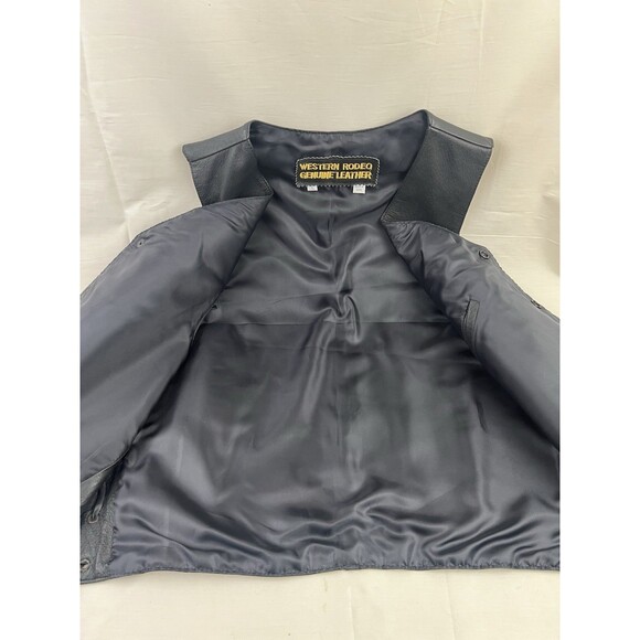 Western Rodeo Leather‎ Biker Vest Men's XL  Black Eagle Fringe Western Rocker - Picture 11 of 11